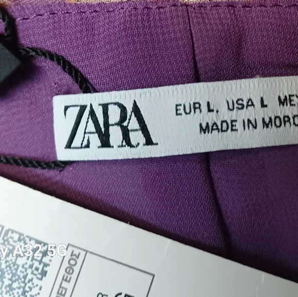 Zara New Women Size L  Purple Patterned Mini Dress - Picture 2 of 16